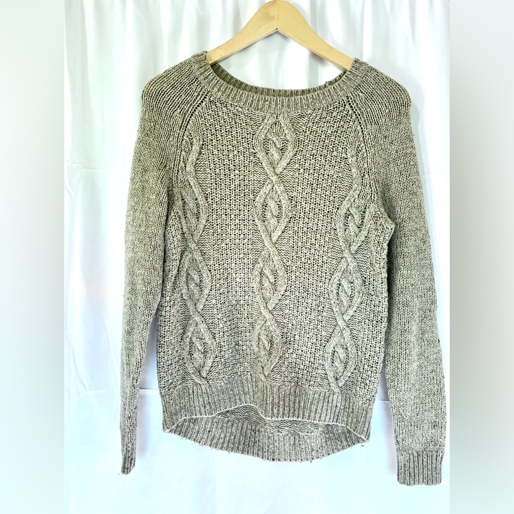 Wool Cable Knit Sweater Sparkles Grey Womens Medium Sailor